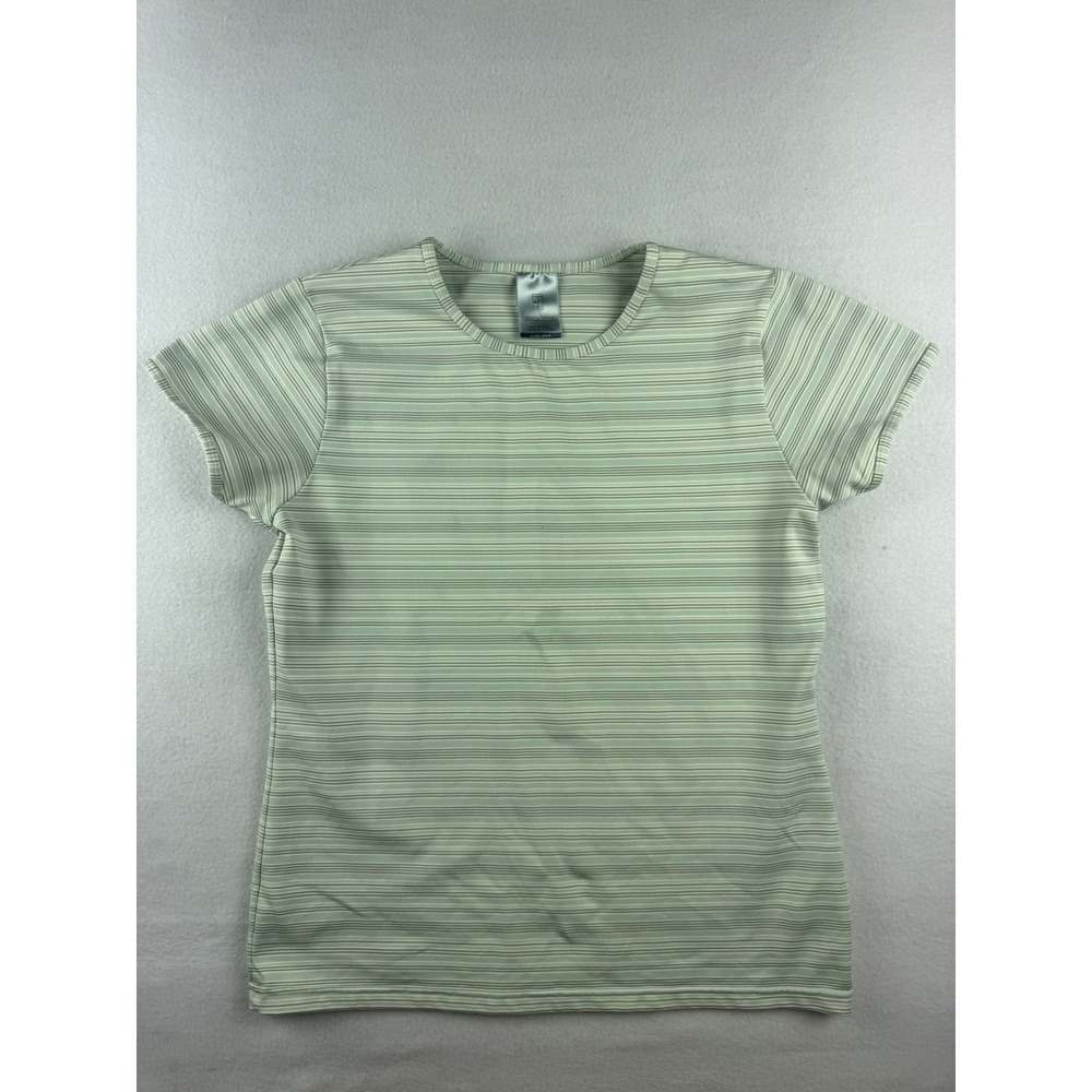 Nike Court Womens Dri-FIT Striped Tennis Top Sage Green Short Sleeve Size L